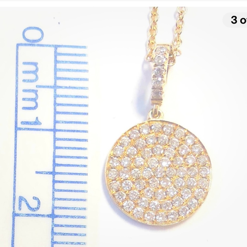 Beautiful 18k solid gold .49 ctw and Genuine Pave Diamond Pendant necklace 💎 - Picture 15 of 16